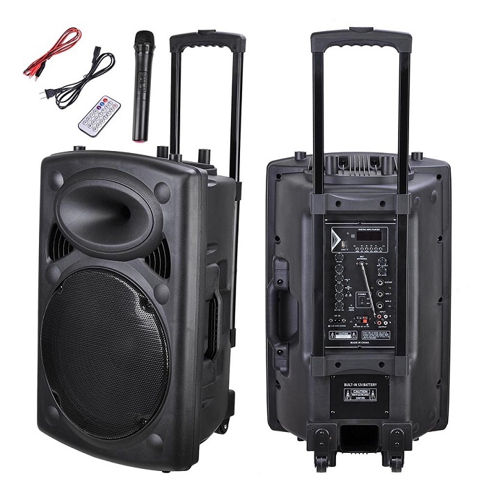 12 Inch Professional Rechargeable Wireless Outdoor Dj Trolley Speaker