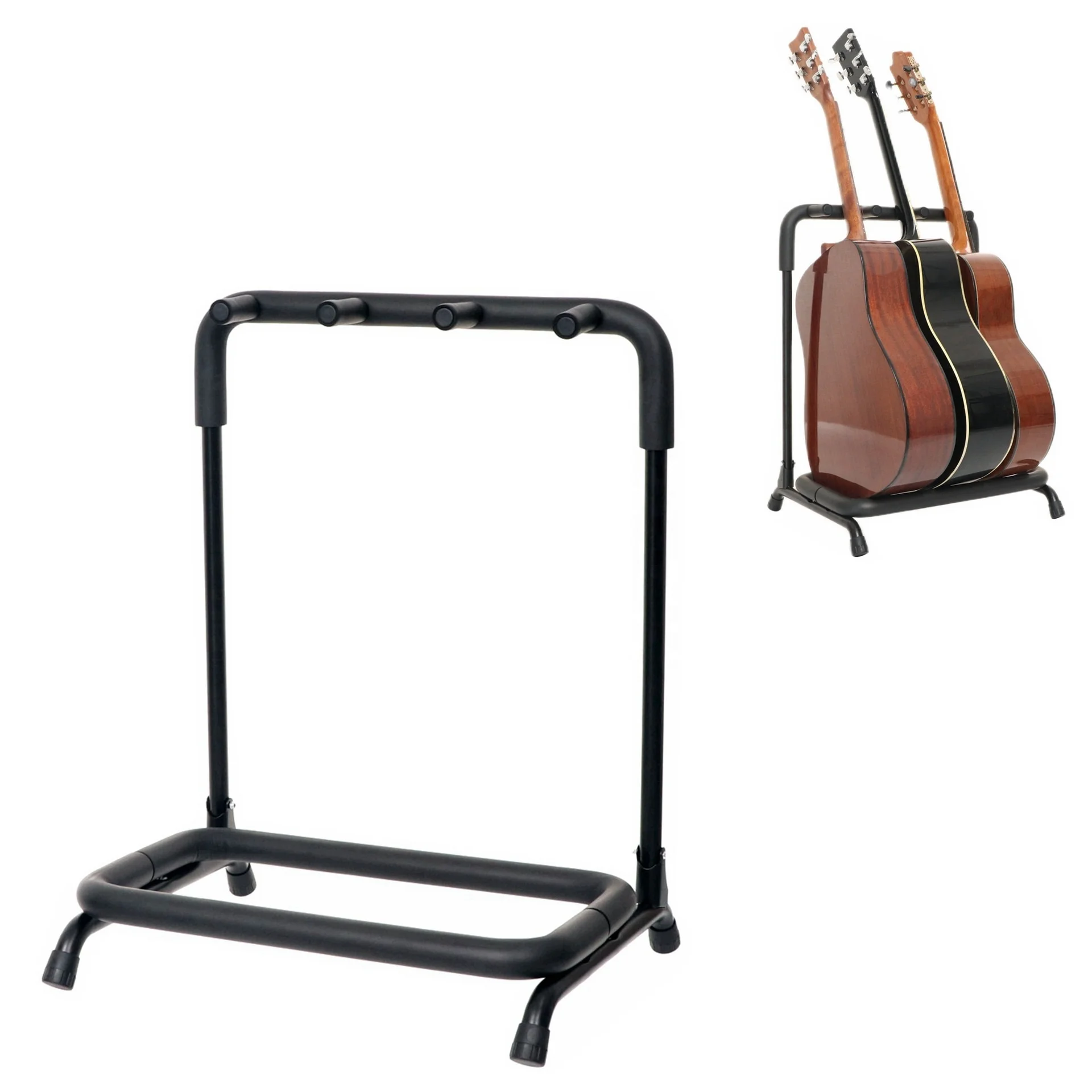 Black Multi Folding Guitar Rack Floor Display Guitar Stand for Electric Bass Acoustic Guitars