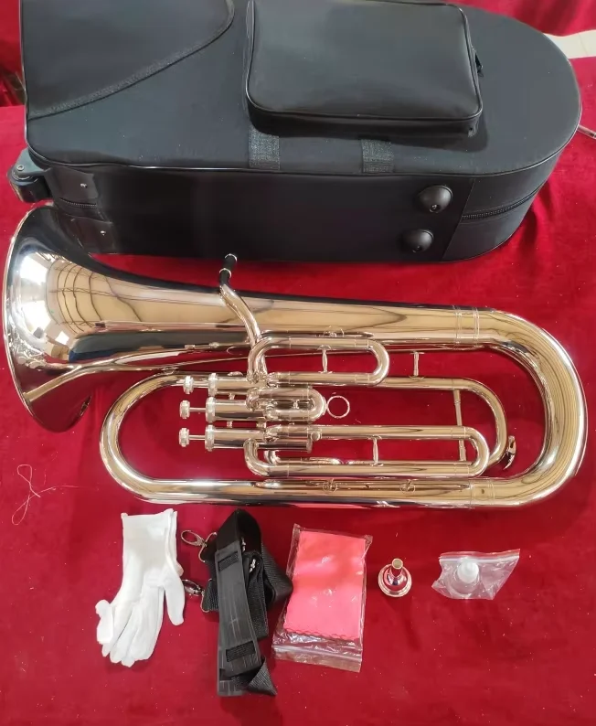 Buy the Zeff France Silver-Plated 3-Valve Euphonium with smooth piston valves, a rich and warm tone, durable silver finish, and complete accessories. Ideal for students, churches, brass bands, and orchestras