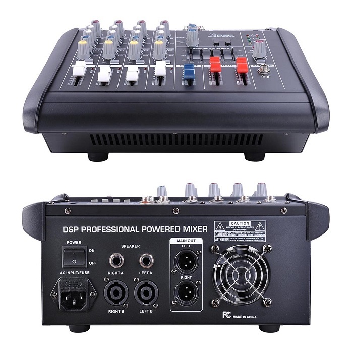 4 channel powered Audio Mixer