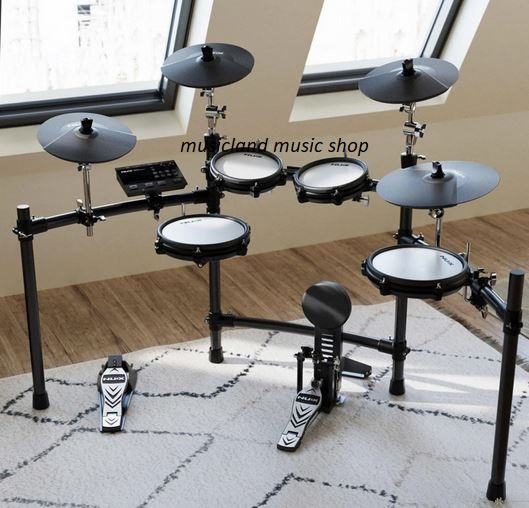 NUX DM-310 electronic drum kit with all-mesh drum pads, kick tower, cymbals, Bluetooth audio, and USB MIDI for realistic drumming, home practice, studio recording, and live performance.