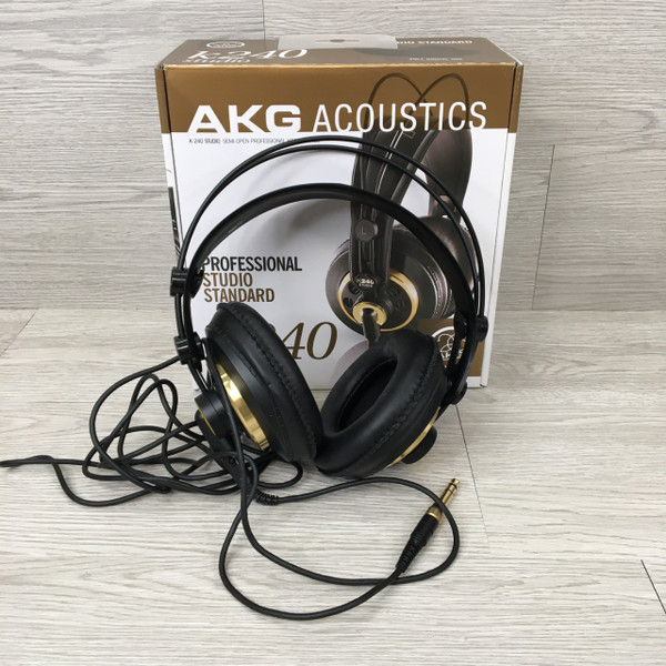 AKG K240 Studio semi-open over-ear headphones with professional-grade sound, self-adjusting headband, and comfortable ear cushions for studio monitoring, mixing, recording, and music production