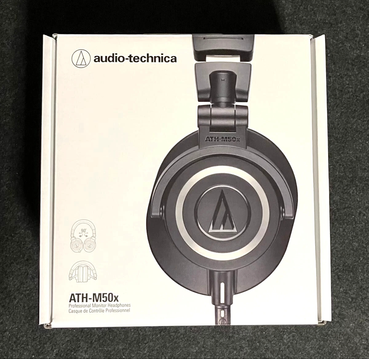 Audio-Technica ATH-M50x Professional Studio Monitor Headphones with 45mm Large-Aperture Drivers, Closed-Back Over-Ear Design, Detachable Cables, and Studio-Quality Sound.