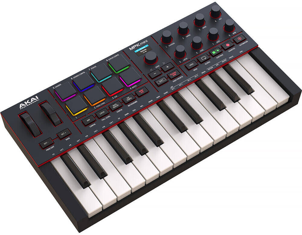 AKAI Professional MPK Mini MK4 25-Key USB MIDI Keyboard Controller with RGB MPC Pads, OLED