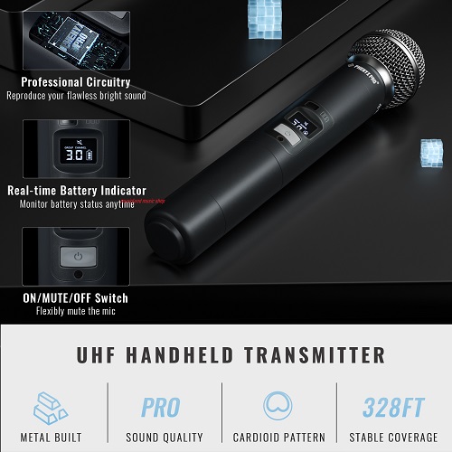 Phenyx Pro Dual UHF Wireless Microphone PTU-71-2H